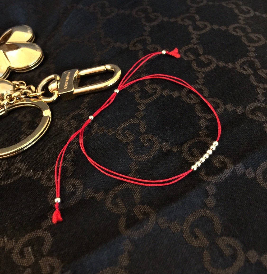 Good Luck Dainty Red Cord Bracelet Positive Energy 14k Gold 
