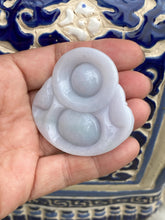 Load image into Gallery viewer, Certified Grade A Jadeite Pendant, Large Jadeite Laughing Buddha Pendant, Jadeite Buddha Necklace Lavender Jadeite Buddha, Lucky Jade Buddha