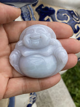 Load image into Gallery viewer, Certified Grade A Jadeite Pendant, Large Jadeite Laughing Buddha Pendant, Jadeite Buddha Necklace Lavender Jadeite Buddha, Lucky Jade Buddha