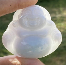 Load image into Gallery viewer, Certified Grade A Jadeite Pendant, Large Jadeite Laughing Buddha Pendant, Jadeite Buddha Necklace Lavender Jadeite Buddha, Lucky Jade Buddha