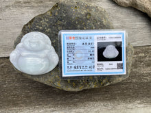 Load image into Gallery viewer, Certified Grade A Jadeite Pendant, Large Jadeite Laughing Buddha Pendant, Jadeite Buddha Necklace Lavender Jadeite Buddha, Lucky Jade Buddha