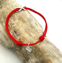 Load image into Gallery viewer, Infinity Be mine Bracelet, Sterling Silver Infinity Charm &amp; Heart Charm Bracelet, Red String Bracelet, Couples Jewelry, Friendship Bracelet.