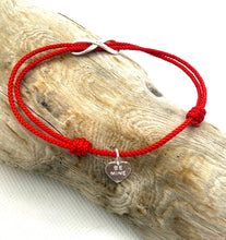 Load image into Gallery viewer, Infinity Be mine Bracelet, Sterling Silver Infinity Charm &amp; Heart Charm Bracelet, Red String Bracelet, Couples Jewelry, Friendship Bracelet.