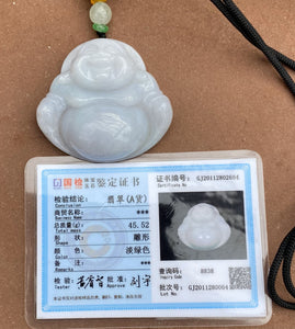 Copy of Copy of Certified Grade A Jadeite Pendant, Large Jadeite Laughing Buddha Pendant, Jadeite Buddha Necklace Lavender Jadeite Buddha, Lucky Jade Buddha