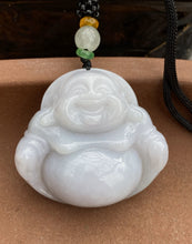 Load image into Gallery viewer, Copy of Copy of Certified Grade A Jadeite Pendant, Large Jadeite Laughing Buddha Pendant, Jadeite Buddha Necklace Lavender Jadeite Buddha, Lucky Jade Buddha