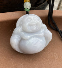 Load image into Gallery viewer, Copy of Copy of Certified Grade A Jadeite Pendant, Large Jadeite Laughing Buddha Pendant, Jadeite Buddha Necklace Lavender Jadeite Buddha, Lucky Jade Buddha