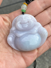 Load image into Gallery viewer, Copy of Certified Grade A Jadeite Pendant, Large Jadeite Laughing Buddha Pendant, Jadeite Buddha Necklace Lavender Jadeite Buddha, Lucky Jade Buddha