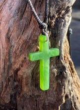 Load image into Gallery viewer, Jade Cross Necklace, Canadian Nephrite Jade, Canadian Jade Cross Pendant, Nephrite Jade Pendant, Green Jade Cross Necklace