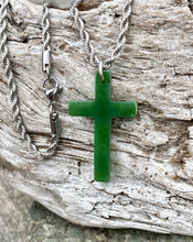 Load image into Gallery viewer, Jade Cross Necklace, Canadian Nephrite Jade, Canadian Jade Cross Pendant, Nephrite Jade Pendant, Green Jade Cross Necklace