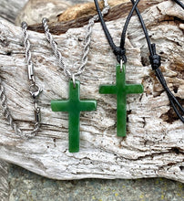 Load image into Gallery viewer, Jade Cross Necklace, Canadian Nephrite Jade, Canadian Jade Cross Pendant, Nephrite Jade Pendant, Green Jade Cross Necklace