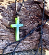 Load image into Gallery viewer, Jade Cross Necklace, Canadian Nephrite Jade, Canadian Jade Cross Pendant, Nephrite Jade Pendant, Green Jade Cross Necklace