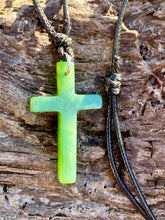 Load image into Gallery viewer, Jade Cross Necklace, Canadian Nephrite Jade, Canadian Jade Cross Pendant, Nephrite Jade Pendant, Green Jade Cross Necklace