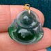 Load image into Gallery viewer, Certified Grade A Jadeite Pendant, Icy Green Jadeite, Laughing Buddha, Jadeite Pendant 18k, Lucky Jade Buddha