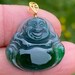 Load image into Gallery viewer, Certified Grade A Jadeite Pendant, Icy Green Jadeite, Laughing Buddha, Jadeite Pendant 18k, Lucky Jade Buddha