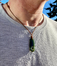 Load image into Gallery viewer, Natural Nephrite Jade, Māori Style Jade Pendant, Jade Fish Hook Pendant, Men&#39;s Jade Necklace, Green Jade Pendant, Jade for boyfriend.