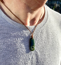 Load image into Gallery viewer, Natural Nephrite Jade, Māori Style Jade Pendant, Jade Fish Hook Pendant, Men&#39;s Jade Necklace, Green Jade Pendant, Jade for boyfriend.