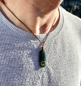 Natural Nephrite Jade, Māori Style Jade Pendant, Jade Fish Hook Pendant, Men's Jade Necklace, Green Jade Pendant, Jade for boyfriend.