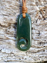 Load image into Gallery viewer, Natural Nephrite Jade, Māori Style Jade Pendant, Jade Fish Hook Pendant, Men&#39;s Jade Necklace, Green Jade Pendant, Jade for boyfriend.