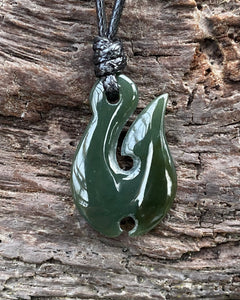 Jade Fish Hook Pendant, Natural Nephrite Jade, Jade Māori Fish Hook pendant, Jade Necklace Men, Jade for Boyfriend, Green Jade Necklace.