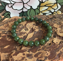 Load image into Gallery viewer, Men&#39;s Bracelet, 10mm Nephrite Jade Bracelet, 100% Authentic Natural Canadian Nephrite Jade Beads