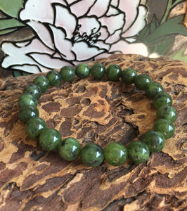 Men's Bracelet, 10mm Nephrite Jade Bracelet, 100% Authentic Natural Canadian Nephrite Jade Beads