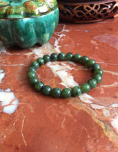 Load image into Gallery viewer, Men&#39;s Bracelet, 10mm Nephrite Jade Bracelet, 100% Authentic Natural Canadian Nephrite Jade Beads