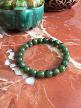 Load image into Gallery viewer, Men&#39;s Bracelet, 10mm Nephrite Jade Bracelet, 100% Authentic Natural Canadian Nephrite Jade Beads