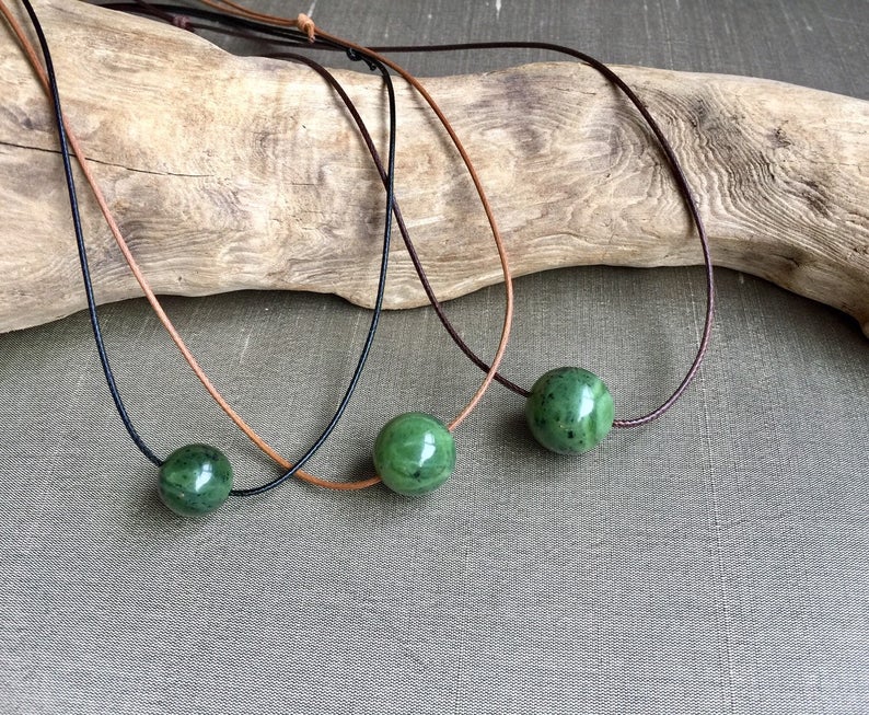 Authentic Natural Canadian Jade, Nephrite Jade Bead, Green Jade Choker ...