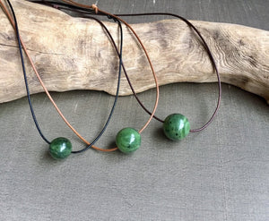 Authentic Natural Canadian Jade, Nephrite Jade Bead, Green Jade Choker Necklace