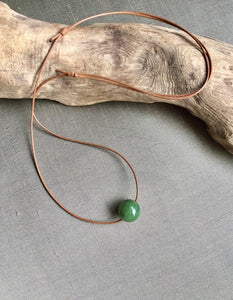 Authentic Natural Canadian Jade, Nephrite Jade Bead, Green Jade Choker Necklace