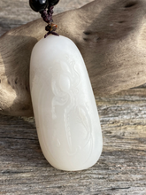 Load image into Gallery viewer, Certified Natural Hand-carved Hetian Nephrite Jade Pendant, Vintage Hetian Jade Pebble, Chinese Nephrite Jade, Jade lotus &amp; fish.