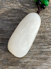 Load image into Gallery viewer, Certified Natural Hand-carved Hetian Nephrite Jade Pendant, Vintage Hetian Jade Pebble, Chinese Nephrite Jade, Jade lotus &amp; fish.