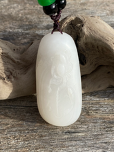 Load image into Gallery viewer, Certified Natural Hand-carved Hetian Nephrite Jade Pendant, Vintage Hetian Jade Pebble, Chinese Nephrite Jade, Jade lotus &amp; fish.