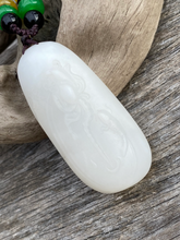 Load image into Gallery viewer, Certified Natural Hand-carved Hetian Nephrite Jade Pendant, Vintage Hetian Jade Pebble, Chinese Nephrite Jade, Jade lotus &amp; fish.