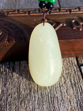 Load image into Gallery viewer, Certified Natural Hand-carved Hetian Nephrite Jade Pendant, Vintage Hetian Jade Pebble, Chinese Nephrite Jade, Lotus &amp; Fish