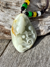 Load image into Gallery viewer, Certified Natural Hand-carved Hetian Nephrite Jade Pendant, Vintage Hetian Jade Pebble, Chinese Nephrite Jade Frogs