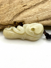 Load image into Gallery viewer, Certified Natural Hand-carved Hetian Nephrite Jade Snake, Vintage Hetian Jade Pebble, Chinese Nephrite Jade Pendant Necklace