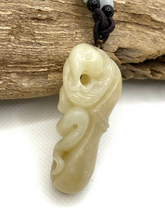 Load image into Gallery viewer, Certified Natural Hand-carved Hetian Nephrite Jade Snake, Vintage Hetian Jade Pebble, Chinese Nephrite Jade Pendant Necklace