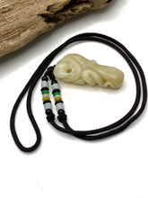 Load image into Gallery viewer, Certified Natural Hand-carved Hetian Nephrite Jade Snake, Vintage Hetian Jade Pebble, Chinese Nephrite Jade Pendant Necklace