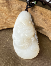 Load image into Gallery viewer, Certified Natural Hand-carved Hetian Nephrite Jade Pendant, Vintage Hetian Jade Pebble, Chinese Nephrite Jade, Lucky Beast