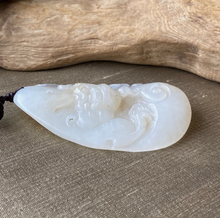 Load image into Gallery viewer, Certified Natural Hand-carved Hetian Nephrite Jade Pendant, Vintage Hetian Jade Pebble, Chinese Nephrite Jade, Lucky Beast