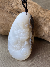 Load image into Gallery viewer, Certified Natural Hand-carved Hetian Nephrite Jade Pendant, Vintage Hetian Jade Pebble, Chinese Nephrite Jade, Lucky Beast