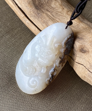 Load image into Gallery viewer, Certified Natural Hand-carved Hetian Nephrite Jade Pendant, Vintage Hetian Jade Pebble, Chinese Nephrite Jade, Lucky Beast