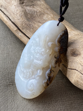 Load image into Gallery viewer, Certified Natural Hand-carved Hetian Nephrite Jade Pendant, Vintage Hetian Jade Pebble, Chinese Nephrite Jade, Lucky Beast