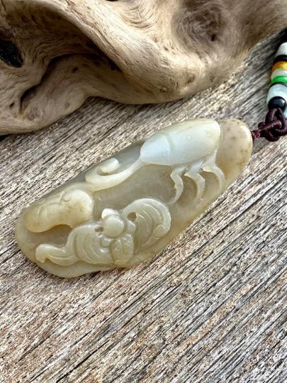 Certified Natural Hand-carved Hetian Nephrite Jade Pendant, Vintage Hetian Jade Pebble, Chinese Nephrite Jade, Hotan Jade