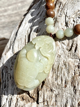 Load image into Gallery viewer, Certified Natural Hand-carved Hetian Nephrite Jade Pendant, Vintage Hetian Jade Pebble, Chinese Nephrite Jade, Jade Turtle &amp; Bat Handheld