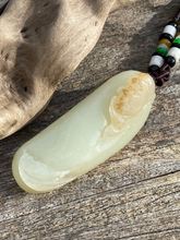 Load image into Gallery viewer, Certified Natural Hand-Carved Hetian Nephrite Jade Pendant, Vintage Hetian Jade Pebble, Chinese Nephrite Jade, Lucky Bat