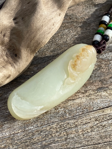 Certified Natural Hand-Carved Hetian Nephrite Jade Pendant, Vintage Hetian Jade Pebble, Chinese Nephrite Jade, Lucky Bat