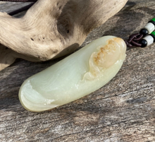 Load image into Gallery viewer, Certified Natural Hand-Carved Hetian Nephrite Jade Pendant, Vintage Hetian Jade Pebble, Chinese Nephrite Jade, Lucky Bat