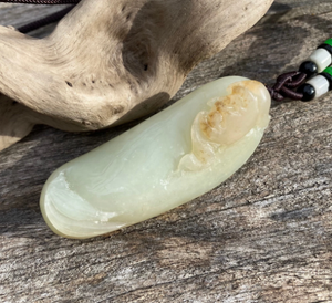 Certified Natural Hand-Carved Hetian Nephrite Jade Pendant, Vintage Hetian Jade Pebble, Chinese Nephrite Jade, Lucky Bat